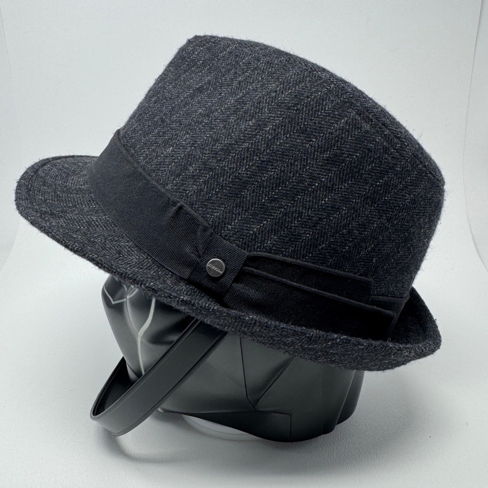 Stetson Mens Fedora Hat Gray Herringbone Wool Blend Size XL All American